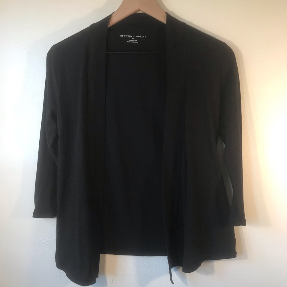 New York & Company Black Shrug Open Front Cotton